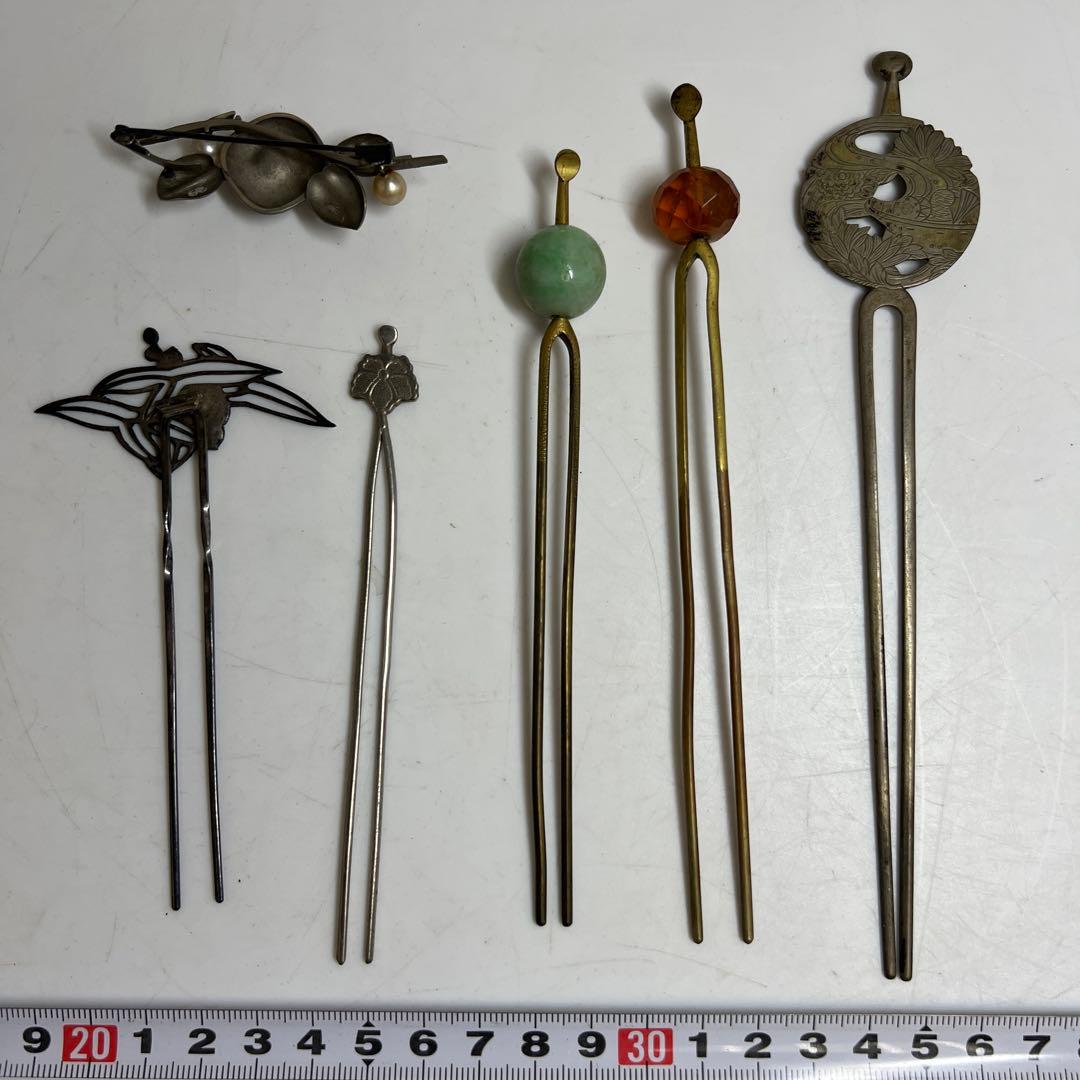 極上 本翡翠 銀細工 簪 ブローチ 106g 東キ8-0127☆2F タサチ