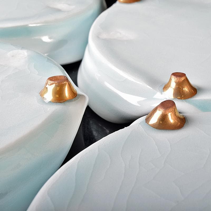 和食器　加藤洋二作　氷裂皿　五客　共箱　D　R8094B