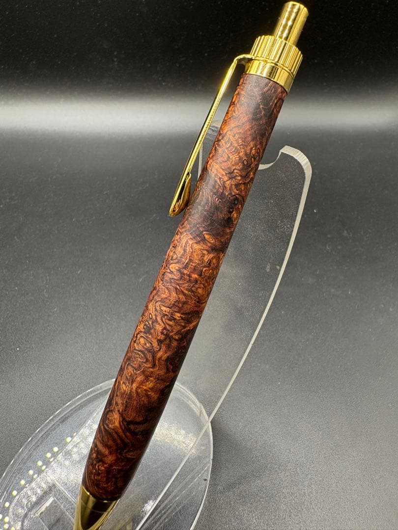 489 超極上　ホンジュラスローズウッド　瘤杢　木軸シャーペン　ボールペン
