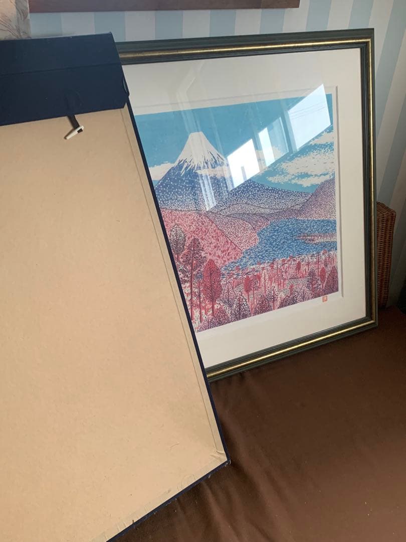 【訳あり】山下清日本平よりの富士山リトグラフケース有り