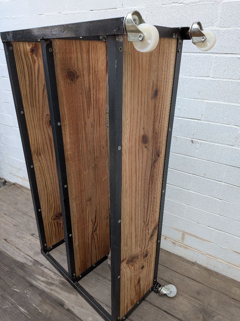 インダストリアルスタイル キャスター付き3段シェルフ