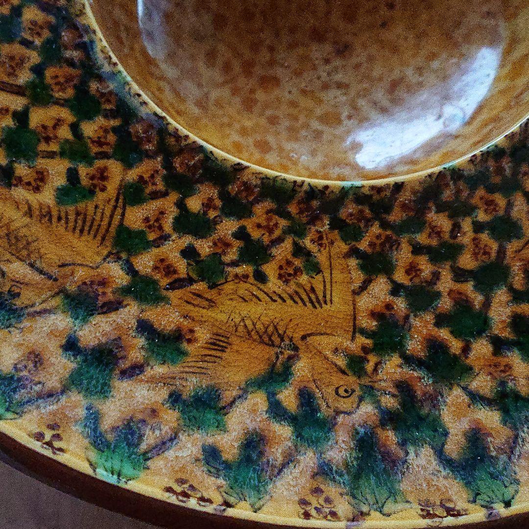 九谷焼 九谷手釉彩 卓上飾 深香窯 浅蔵五十吉造 共箱入　金継ぎ有り