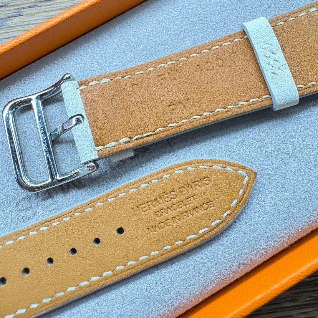 2454 Apple Watch エルメス　ホワイト　白　レザーバンド