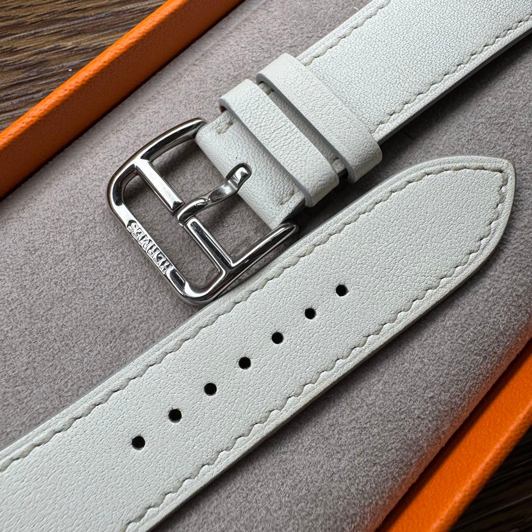 2454 Apple Watch エルメス　ホワイト　白　レザーバンド