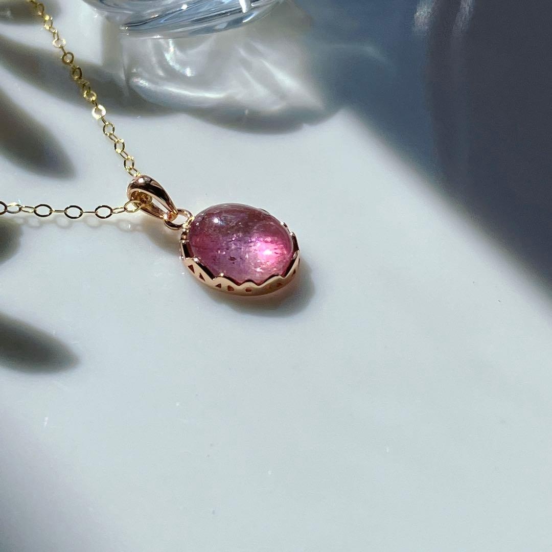 希少✧ピンク/ブルー✧大粒バイカラートルマリンネックレストップ✧ウォーターメロン