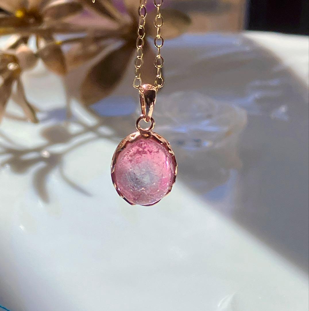 希少✧ピンク/ブルー✧大粒バイカラートルマリンネックレストップ✧ウォーターメロン