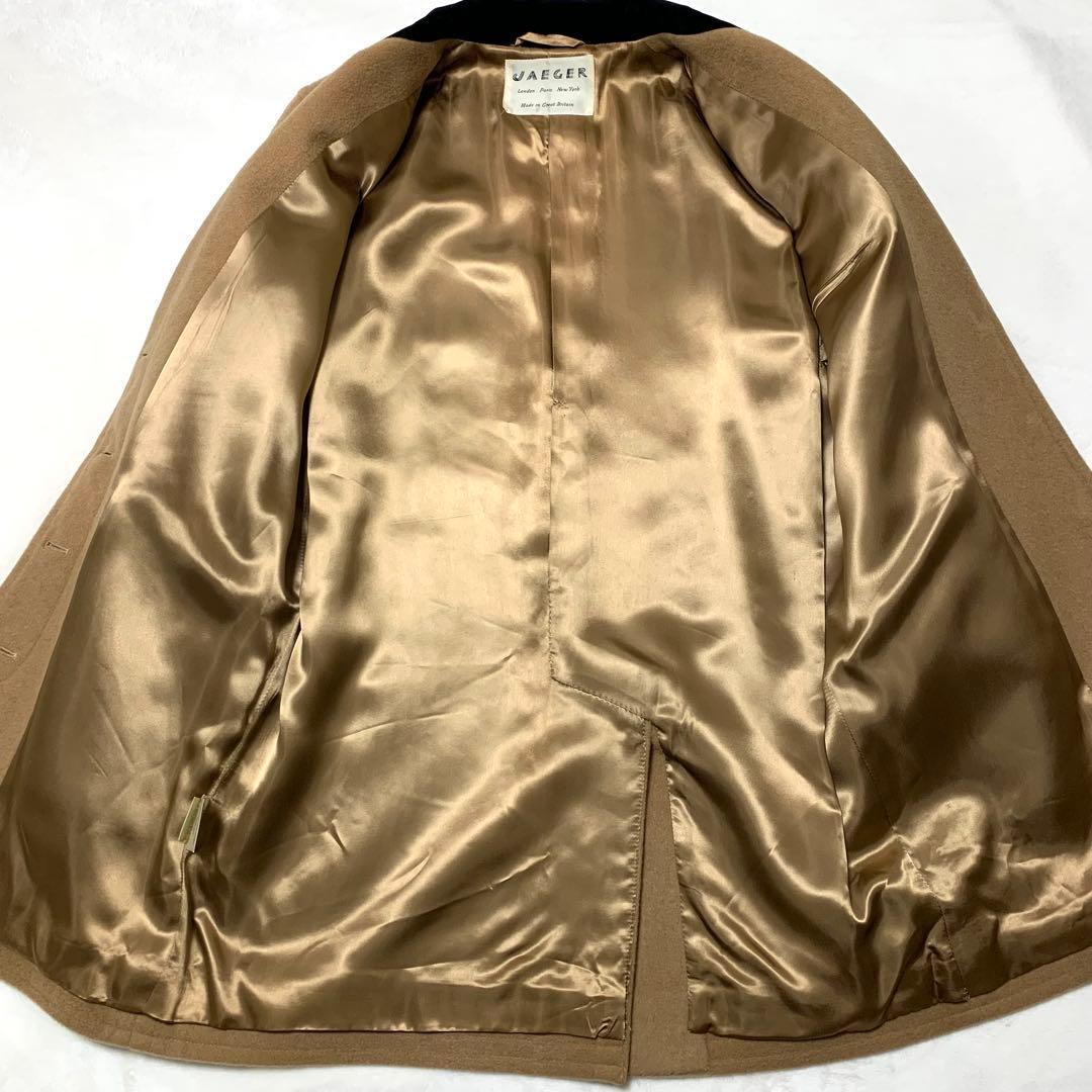 最高級 JAEGER イエガー 英国製 コート キャメル100% ベロア襟