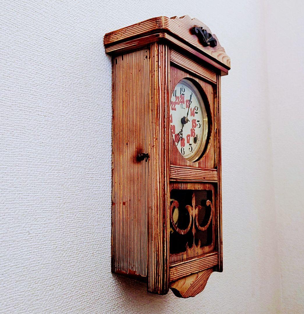 専用〈完動・美品〉鯱鉾印時計社　宮型ゼンマイ式振り子時計　ボンボン時計　古時計