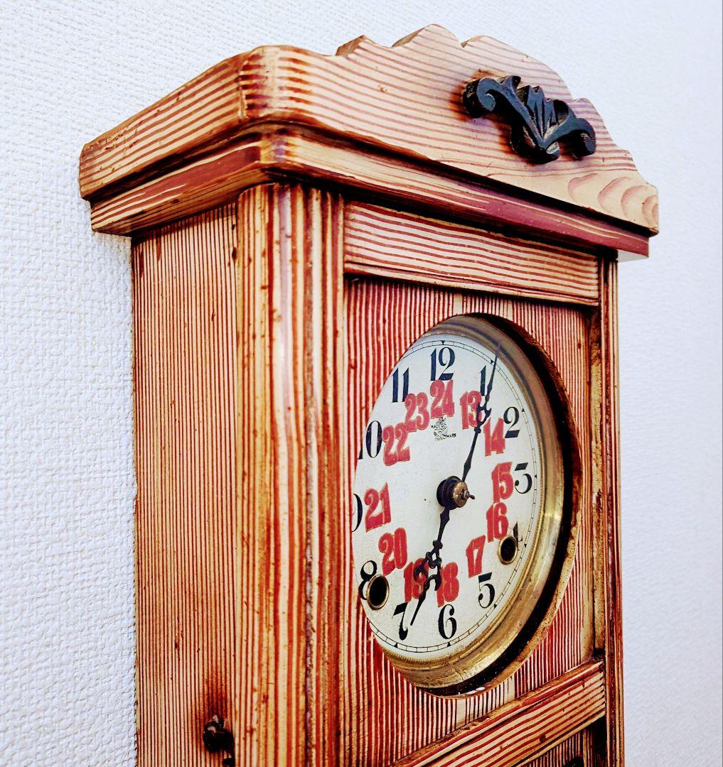 専用〈完動・美品〉鯱鉾印時計社　宮型ゼンマイ式振り子時計　ボンボン時計　古時計