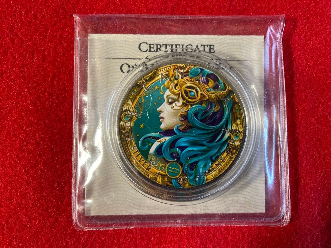 カナダ メイプルリーフ・カラー銀貨 1oz 2024年 水瓶座