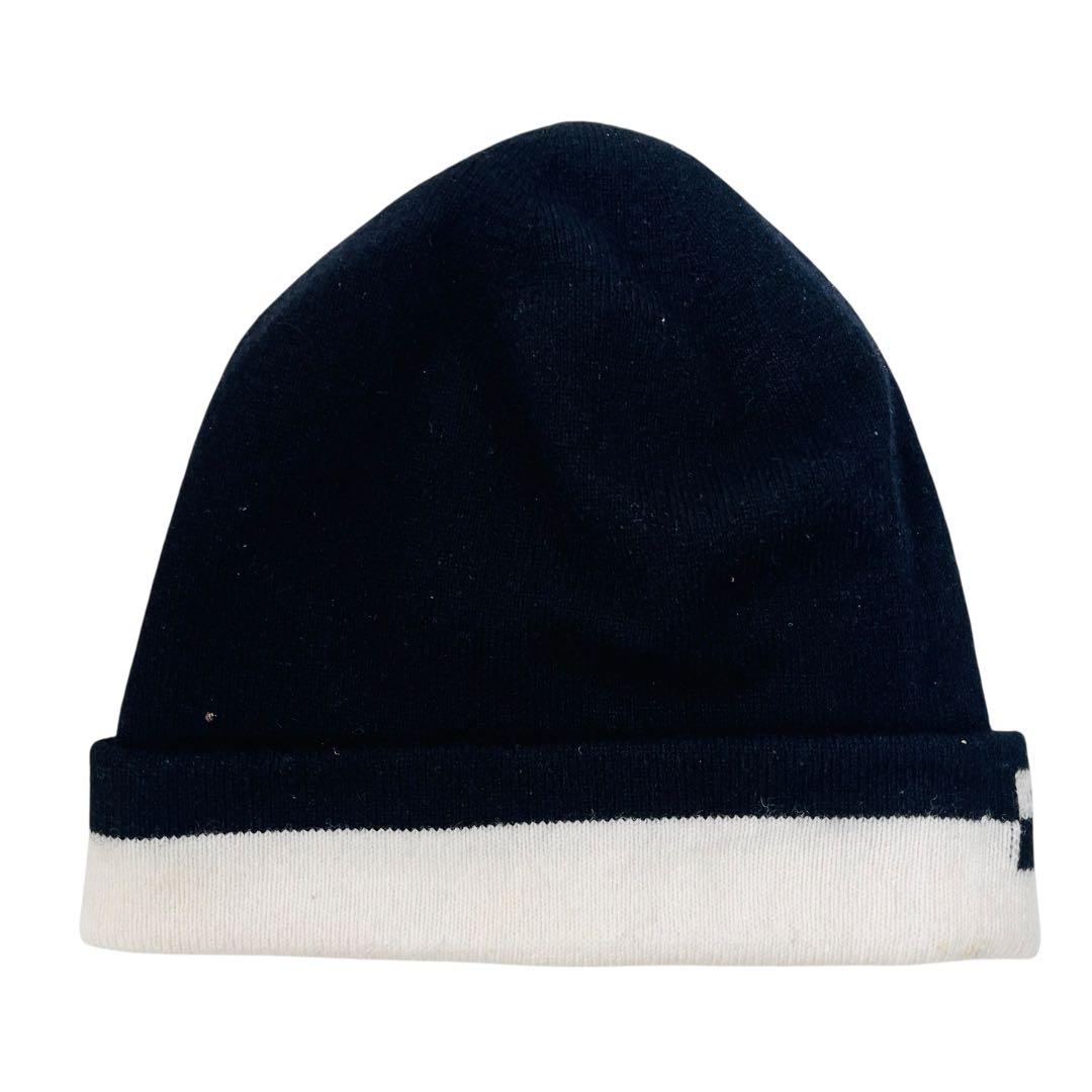 現行✨ BURBERRY バーバリー ニット帽 カシミヤ バイカラー 黒白 箱