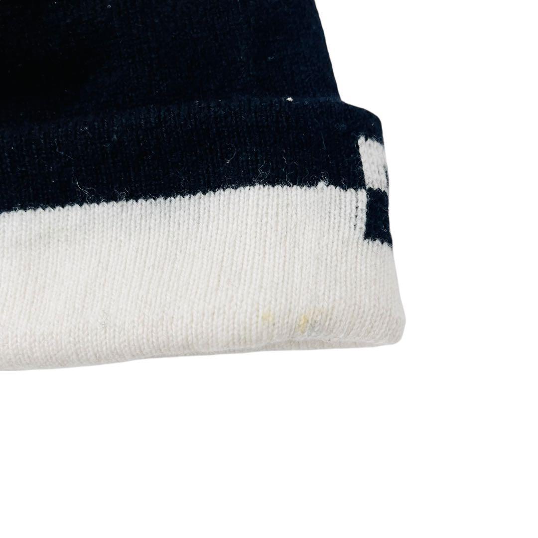 現行✨ BURBERRY バーバリー ニット帽 カシミヤ バイカラー 黒白 箱