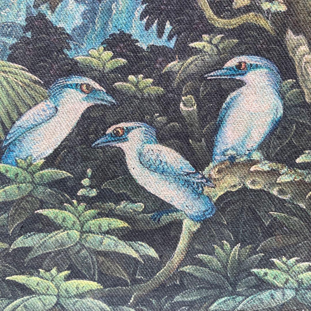 バリ絵　精緻な極細密画　超絶画法によって描かれたバリ島の民族画 約35×31cm