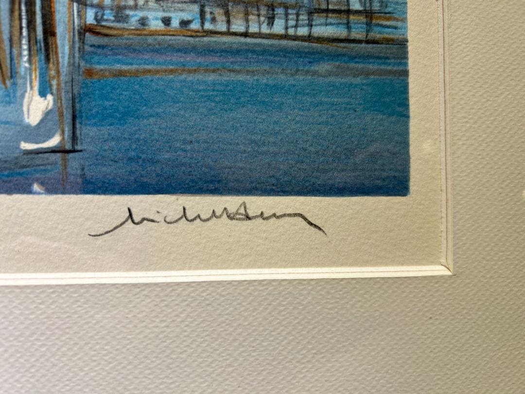 ミシェルアンリ　パンテオンと青い花　リトグラフ