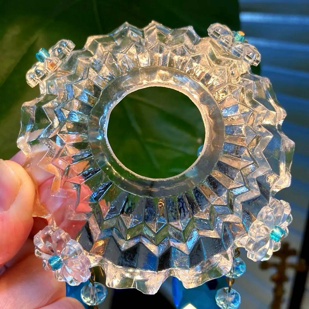 ミニシャンデリア　1920年　フランスアンティーク　ブルードロップ