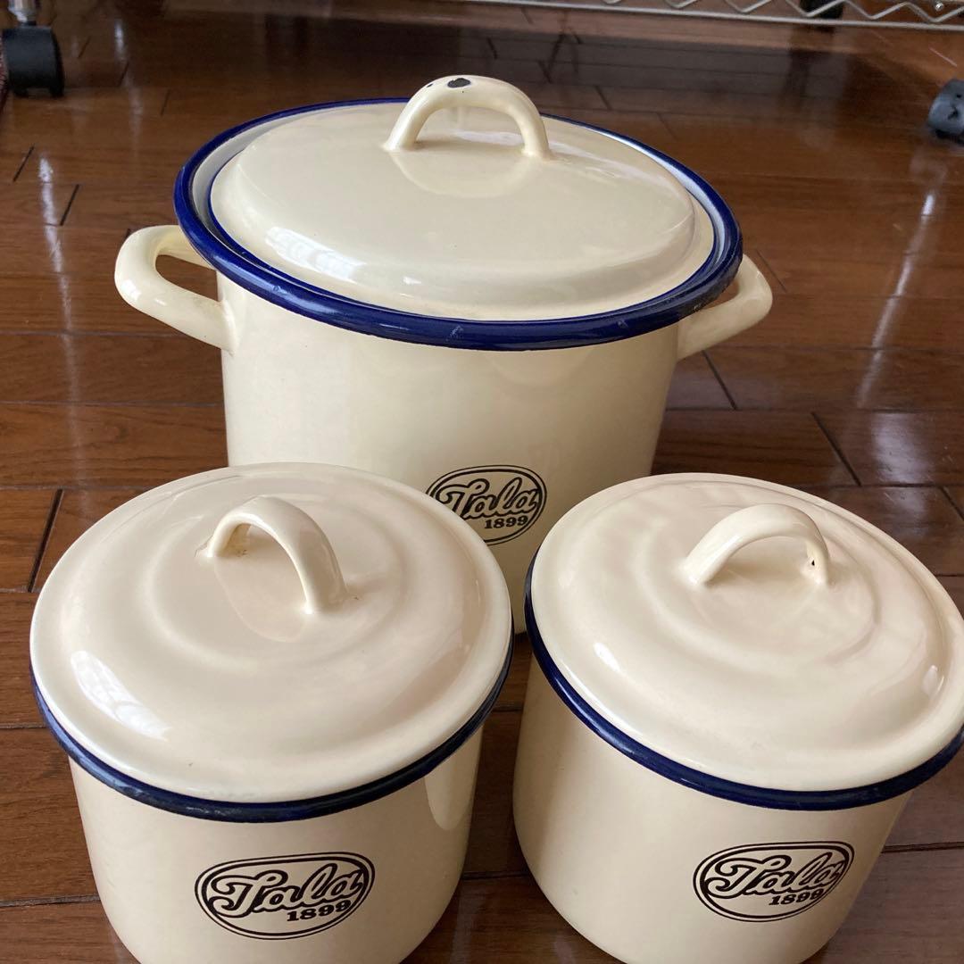 イギリス　Tala社　アンティーク　ホーロー　キャニスター3点