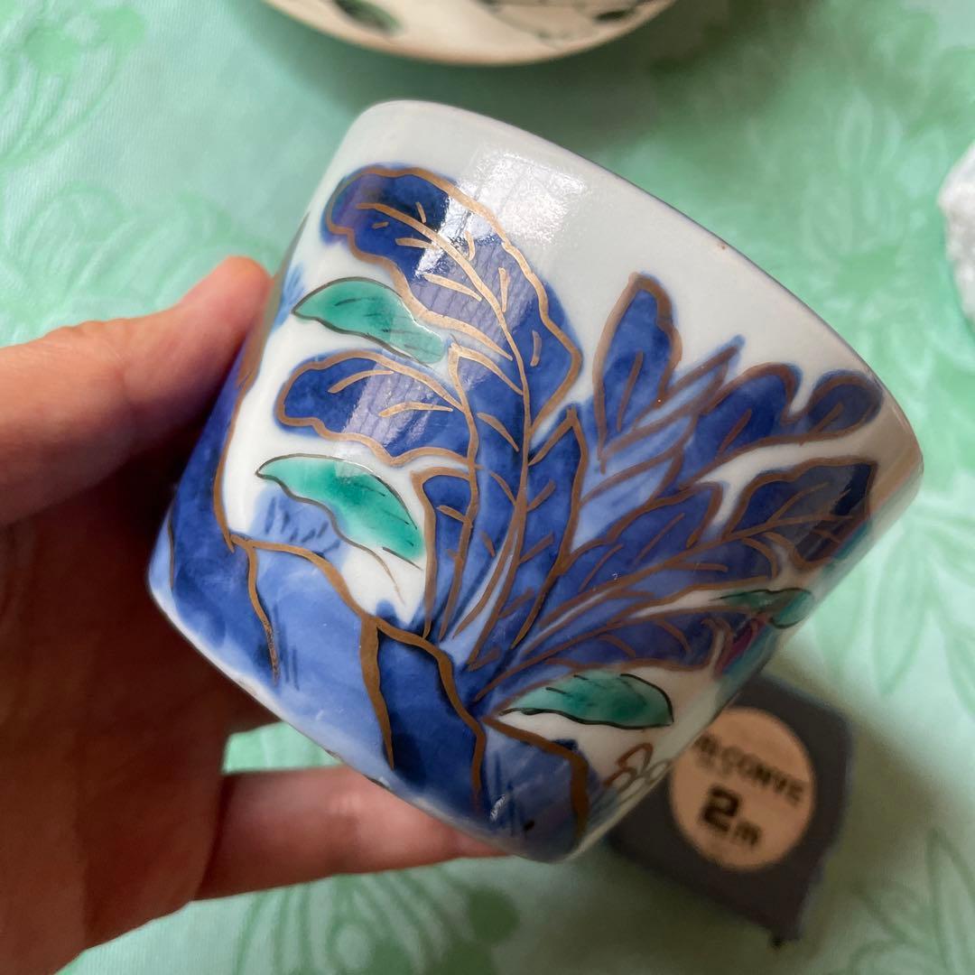 江戸期　古伊万里　金彩　染付　色絵　賢人図　蕎麦猪口　湯呑み茶碗