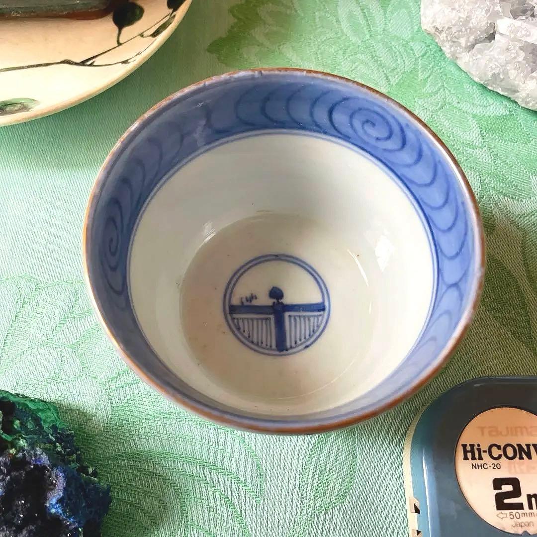 江戸期　古伊万里　金彩　染付　色絵　賢人図　蕎麦猪口　湯呑み茶碗