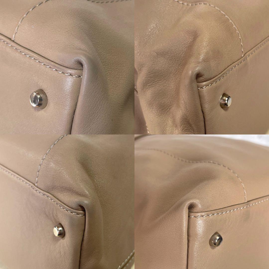 【良品】WAKO×MAURO GOVERNA グレージュ レザー ハンドバッグ