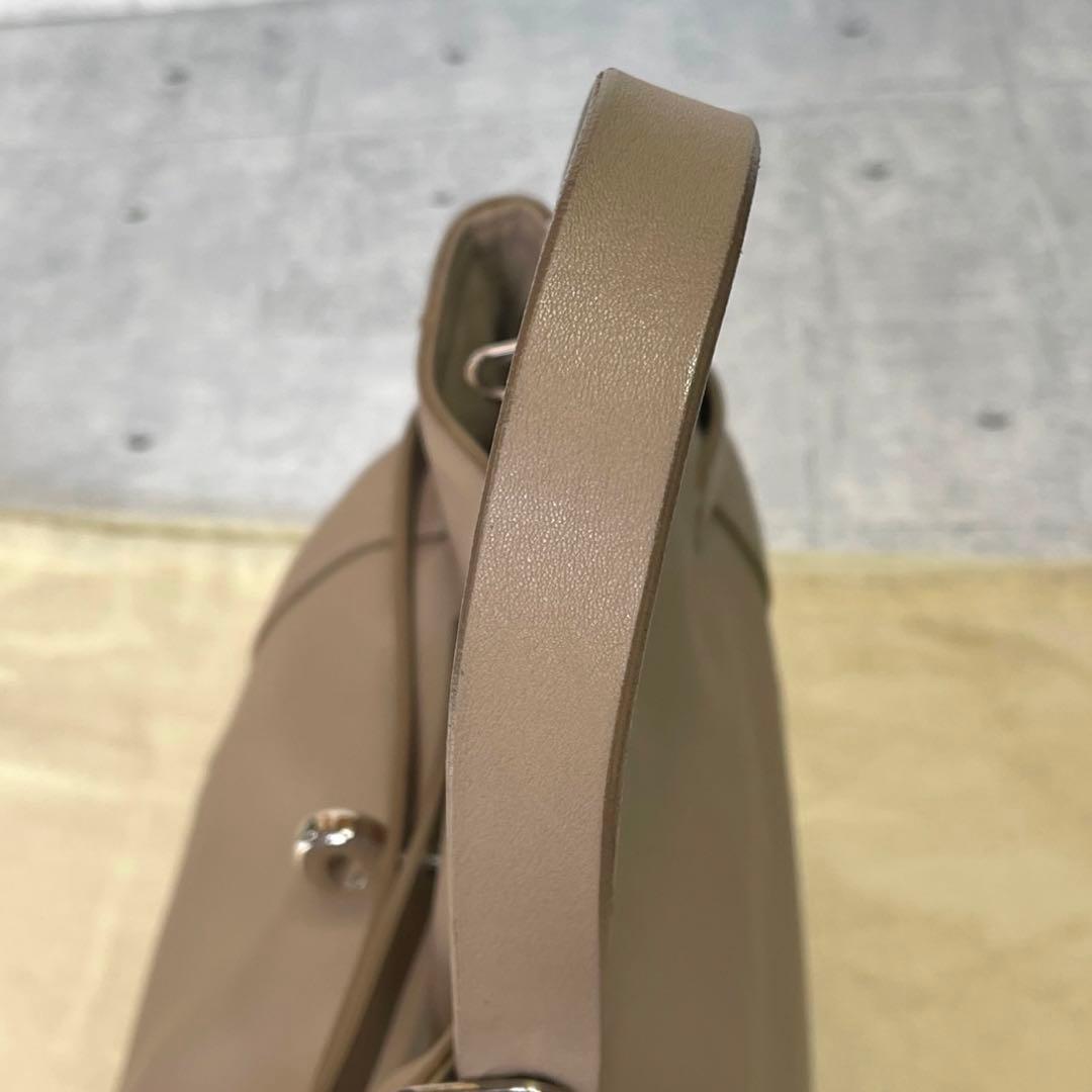 【良品】WAKO×MAURO GOVERNA グレージュ レザー ハンドバッグ