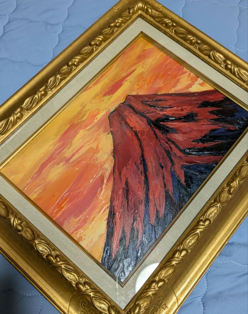 赤富士 油絵 油彩額縁