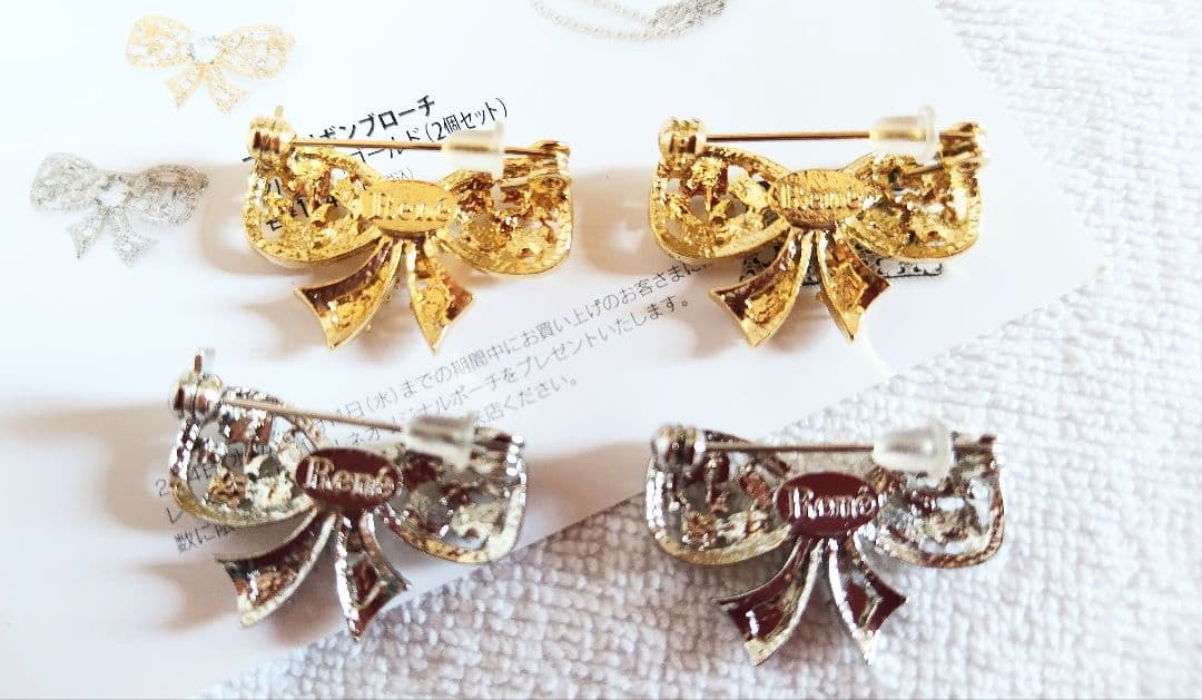 Rene ルネ リボンブローチ  ２個セット 日本橋三越本店限定 新品未使用