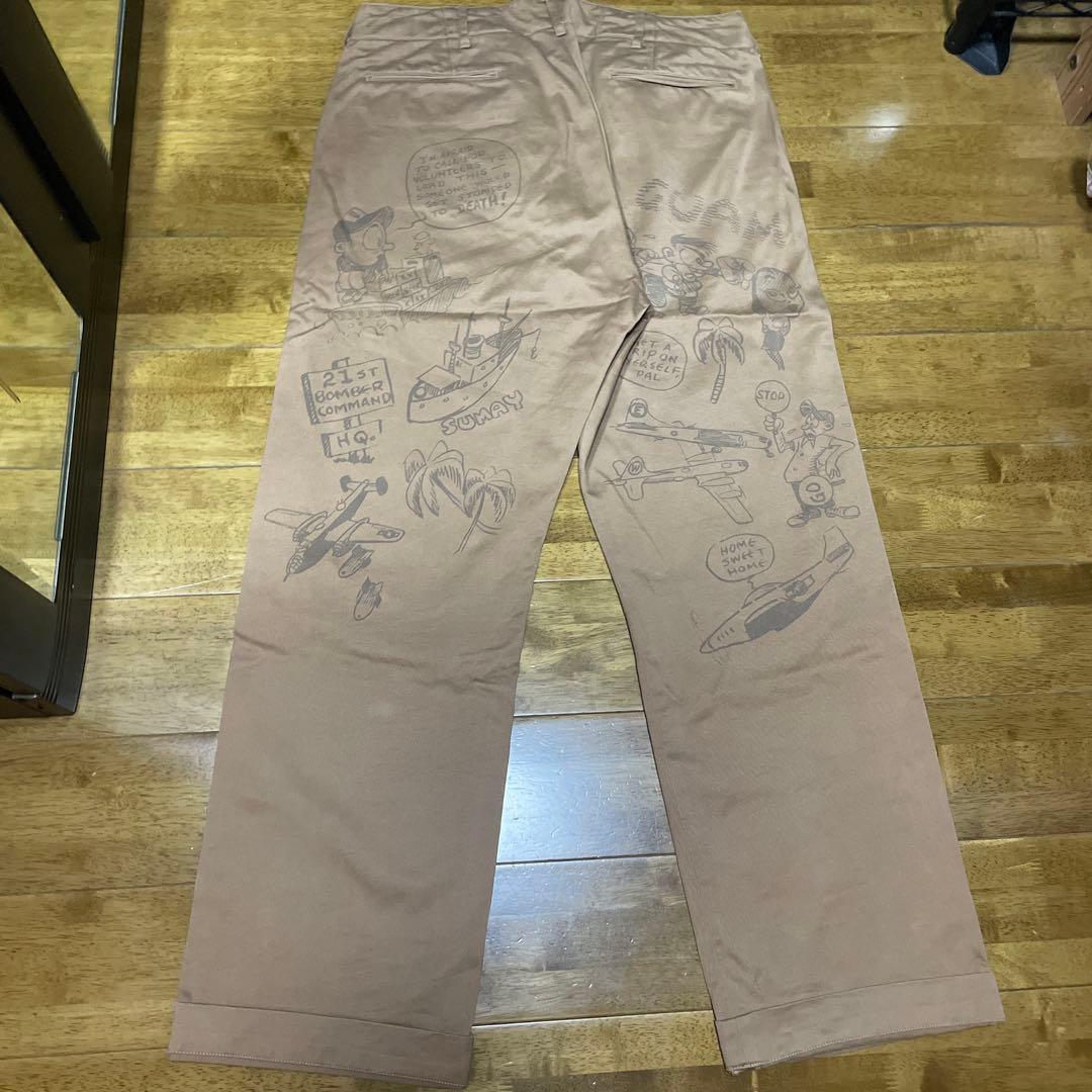 バズリクソンズ エイジング加工 ペイント チノ パンツ ブラウン系 32(中古)