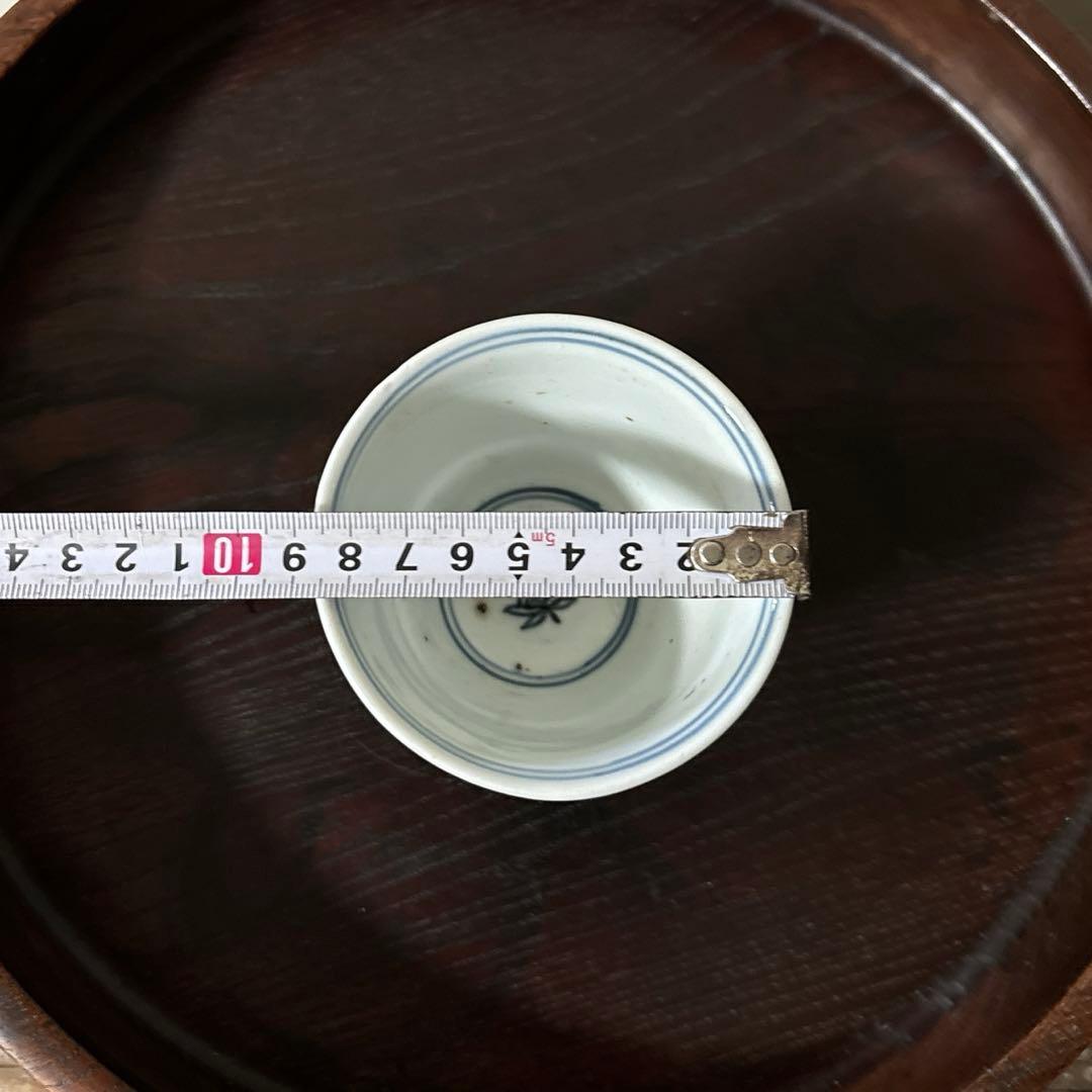 古伊万里蕎麦猪口大きめ猪口1点 江戸幾何学文　アンティーク　骨董白磁　検:李朝