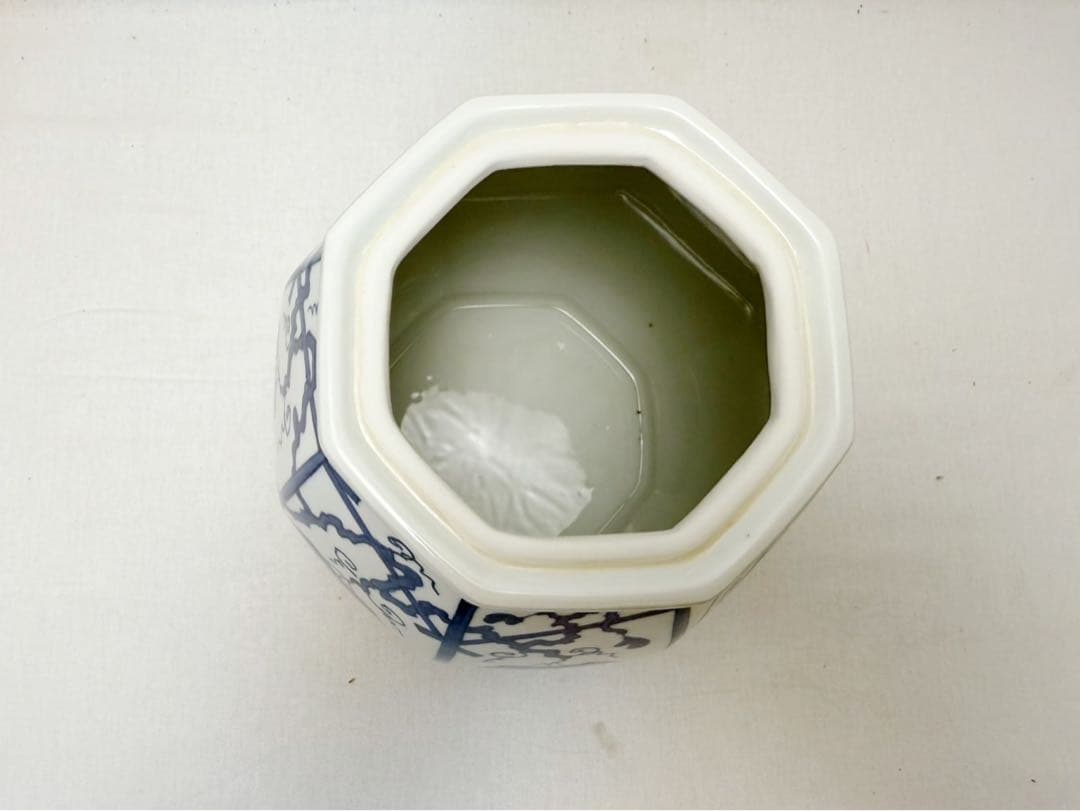 未使用 茶道具 手塚祥堂 别号 央 造 染付葡萄棚文 水指 底印 栞 共箱