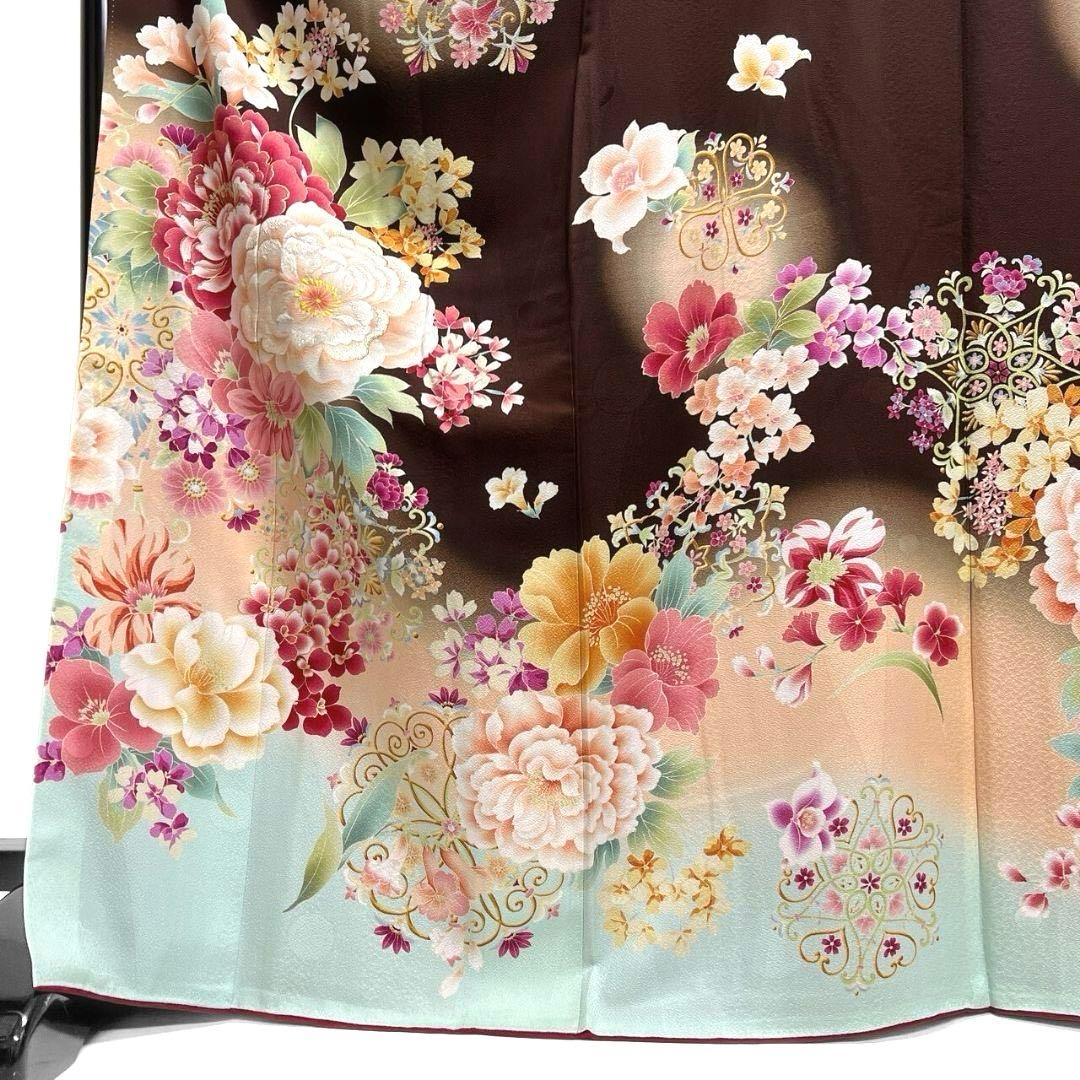 振袖　刺繍　牡丹　花紋　花模様　成人式 晴れの日 着物 045a p
