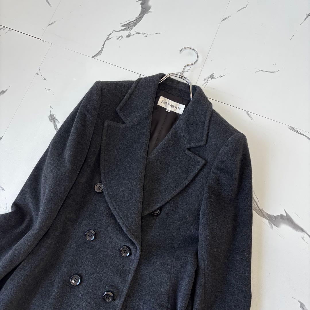YVES SAINT LAURENT✨未使用級アンゴラ　ダブルチェスターコート