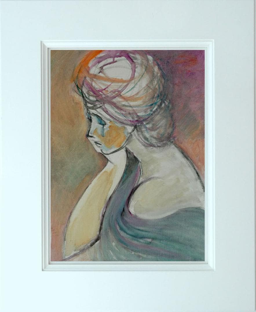 油絵 菅家令子 絵 絵画 インテリア 額付(白) F6-080712 人物 女性