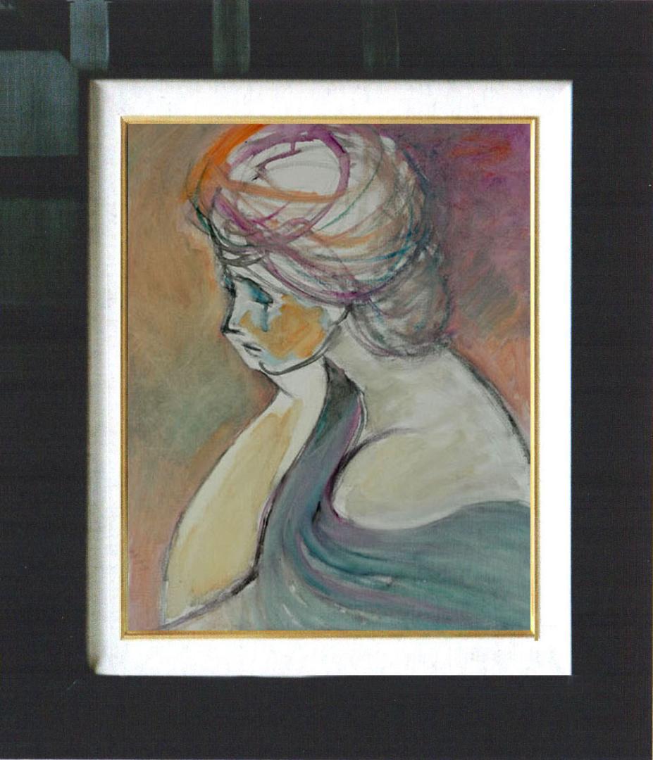 油絵 菅家令子 絵 絵画 インテリア 額付(白) F6-080712 人物 女性