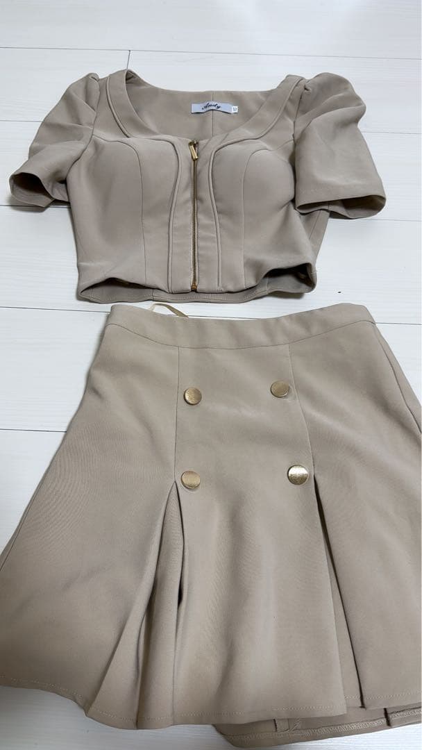 ANDY フロントジップ ベージュミニドレス XSサイズ