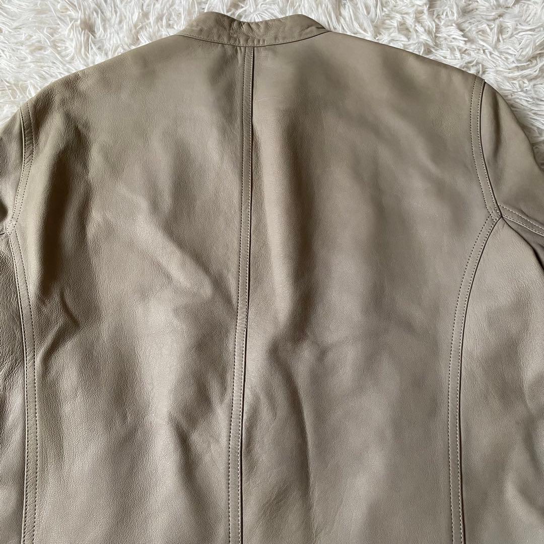 美品■エンメティ　シングル　ライダースジャケット　ラムレザー　ベージュ　50