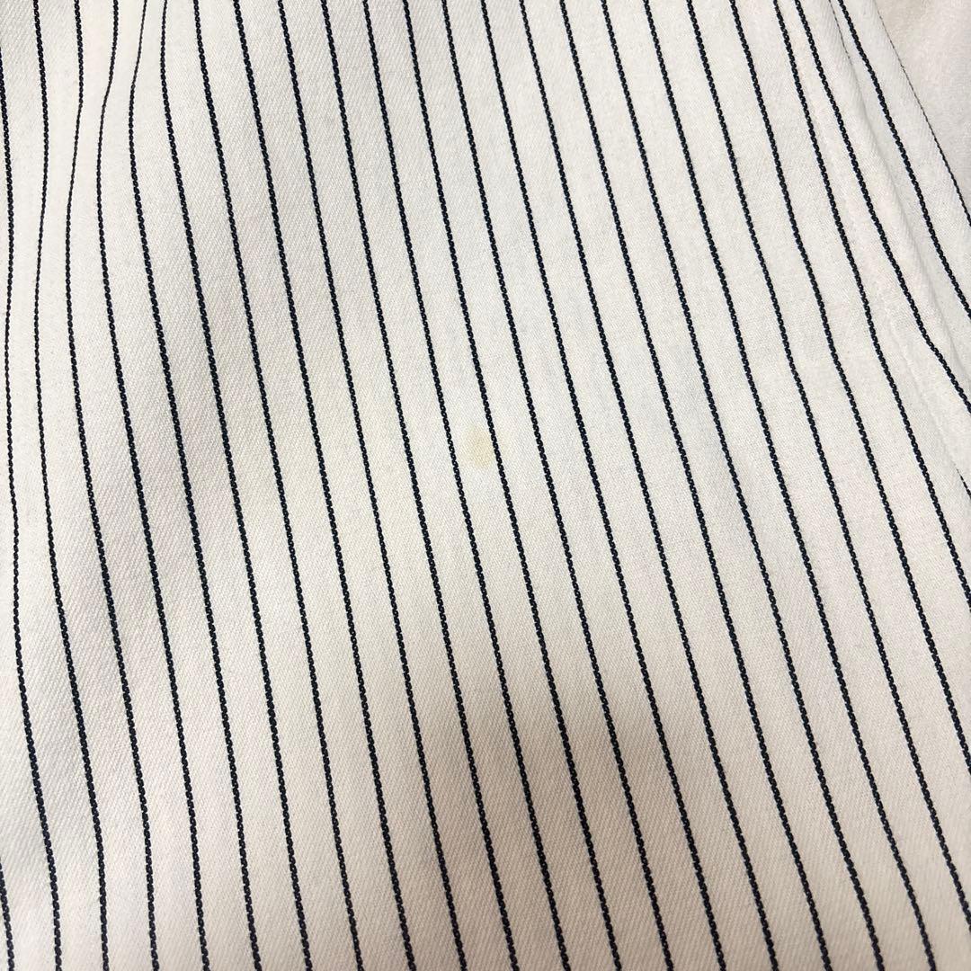 CHANEL ストライプ 七分丈 ガウチョパンツ 白 36