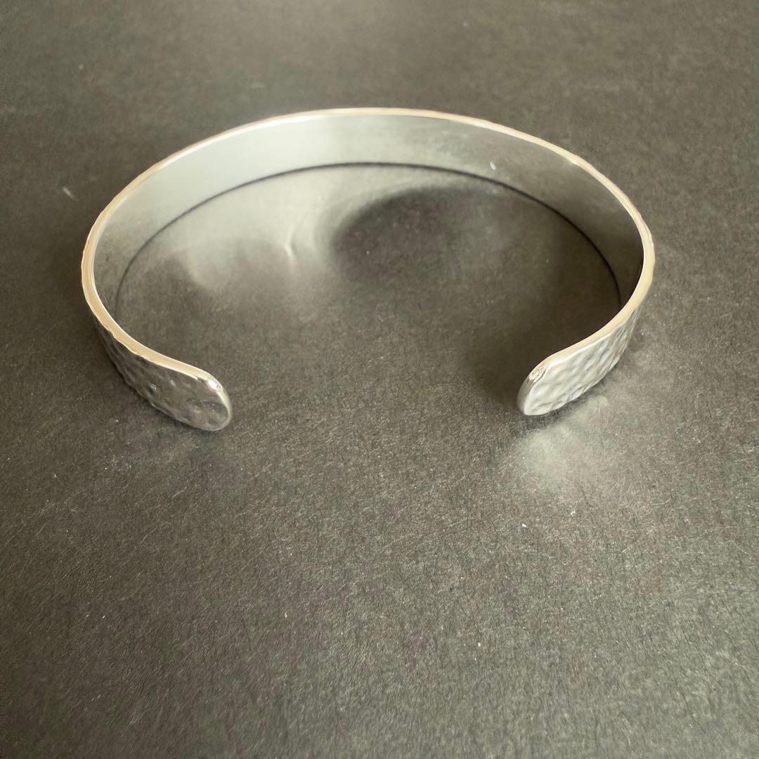 Silver925 シルバー 925 平打ち ブレス バングル 金メタル 叩き