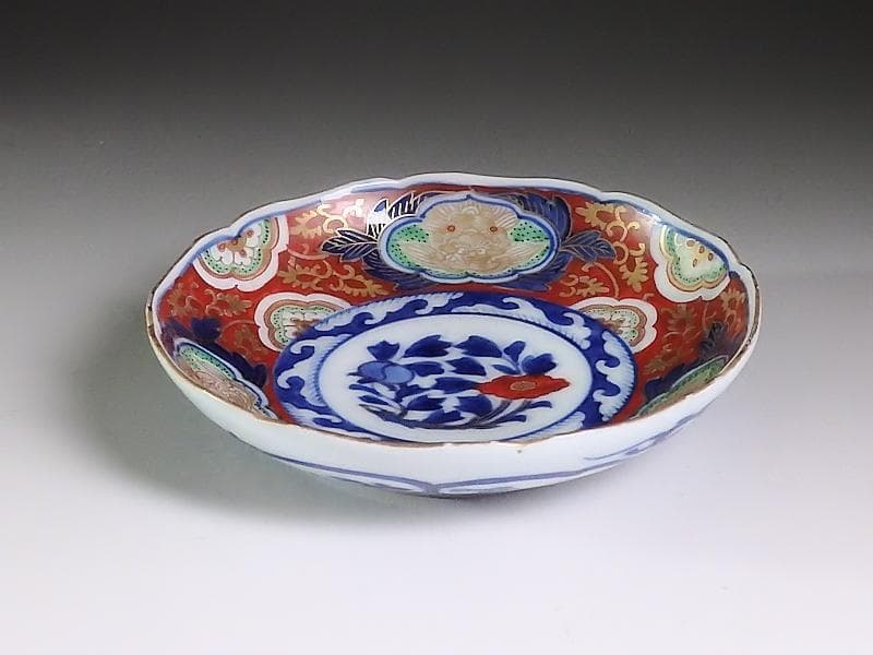 大聖寺伊万里　金襴手　獅子に金唐草　牡丹の図　４枚　A158A-AMf