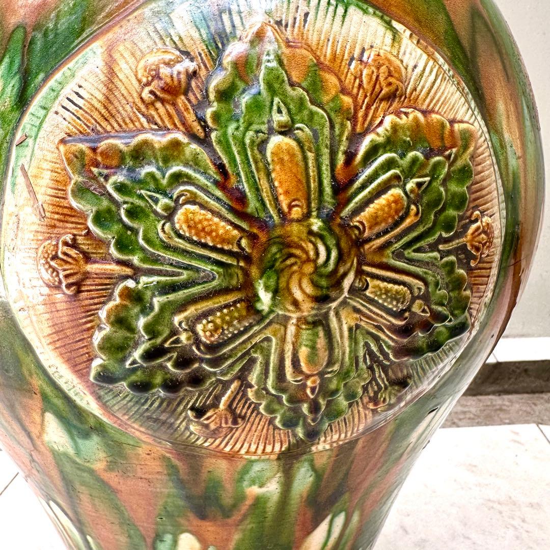 唐三彩 壺 双耳 唐物 装飾 中国美術 中国古玩 骨董