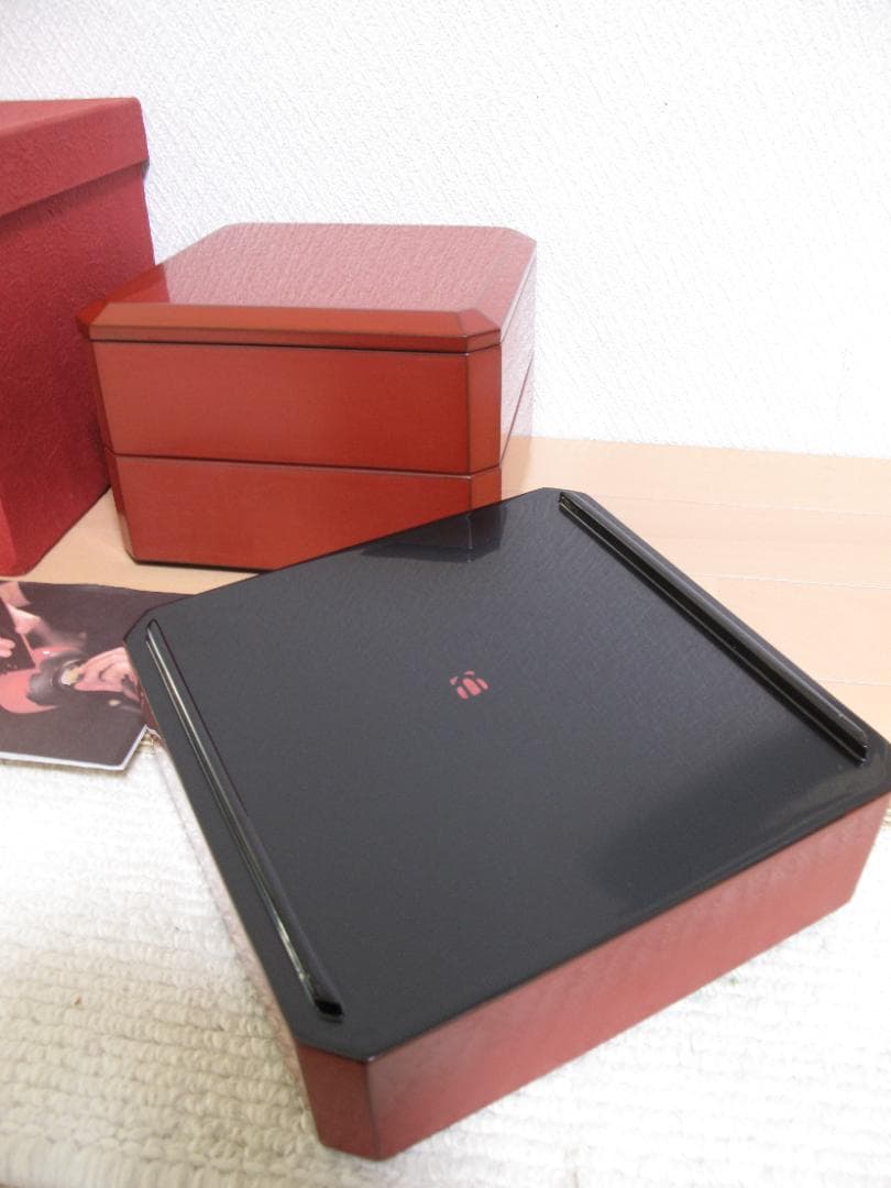 ｍ.さま専用　相田啓介　隅切重　漆塗　会津塗　朱　マット　重箱 三段重