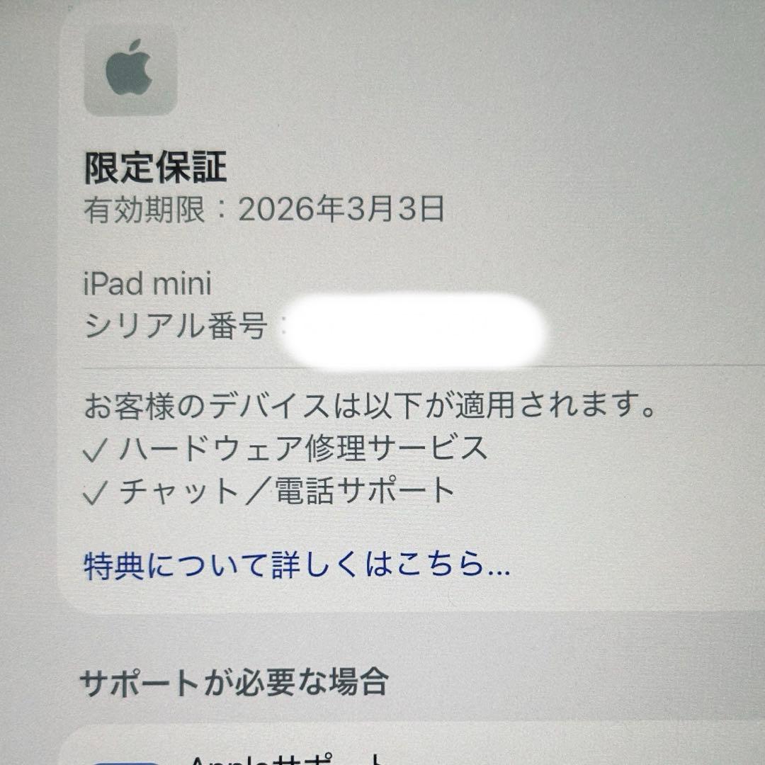 iPad mini7 Wi‑Fi + Cellular 256GB パープル