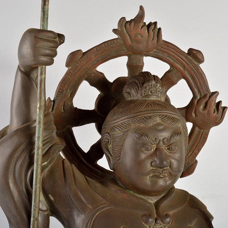 仏教美術　古銅　毘沙門天　仏像　置物　G　R4843B