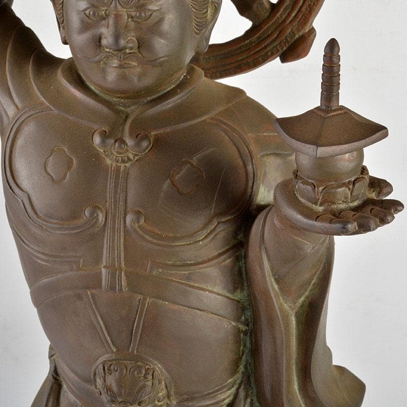 仏教美術　古銅　毘沙門天　仏像　置物　G　R4843B
