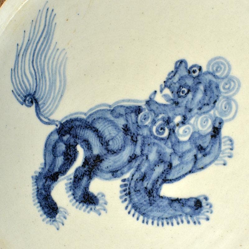 中国　青花　獅子花卉文瓶　壷　V　R6208F