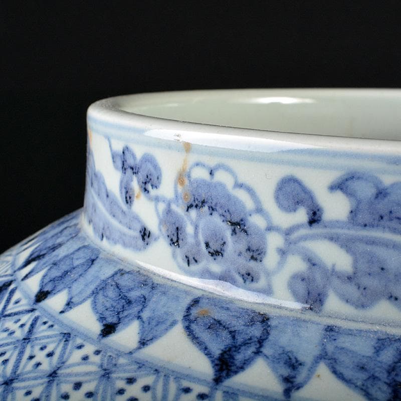 中国　青花　獅子花卉文瓶　壷　V　R6208F