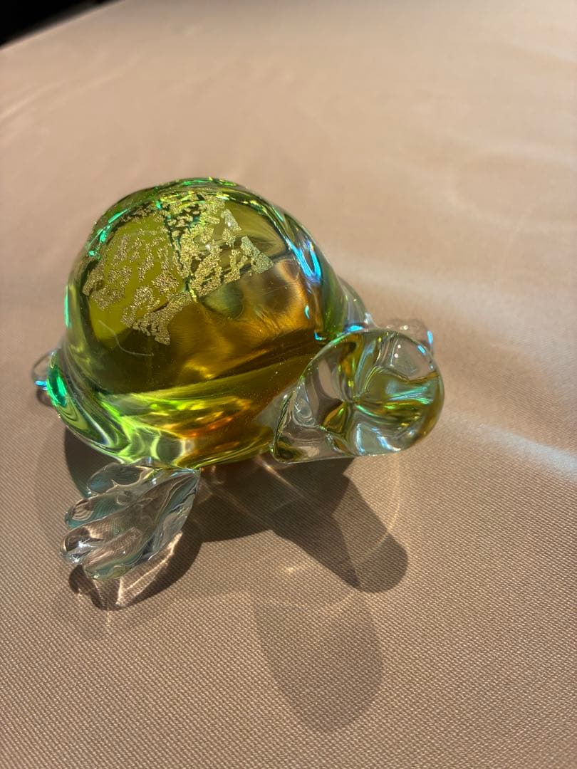 ガラス製 鶴とカメの置物