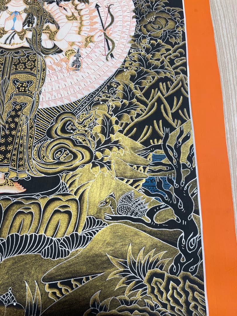 《 チベット密教　1点物 》 手描き　曼荼羅　十一面観音　千手観音　仏教　密教