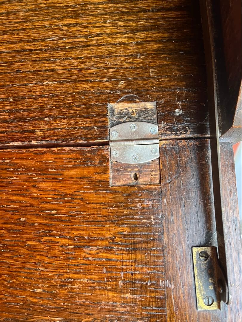 英国 アンティーク家具 ライティングビューロー オーク 1920年代 真鍮