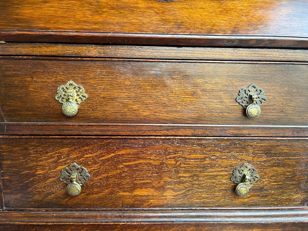 英国 アンティーク家具 ライティングビューロー オーク 1920年代 真鍮