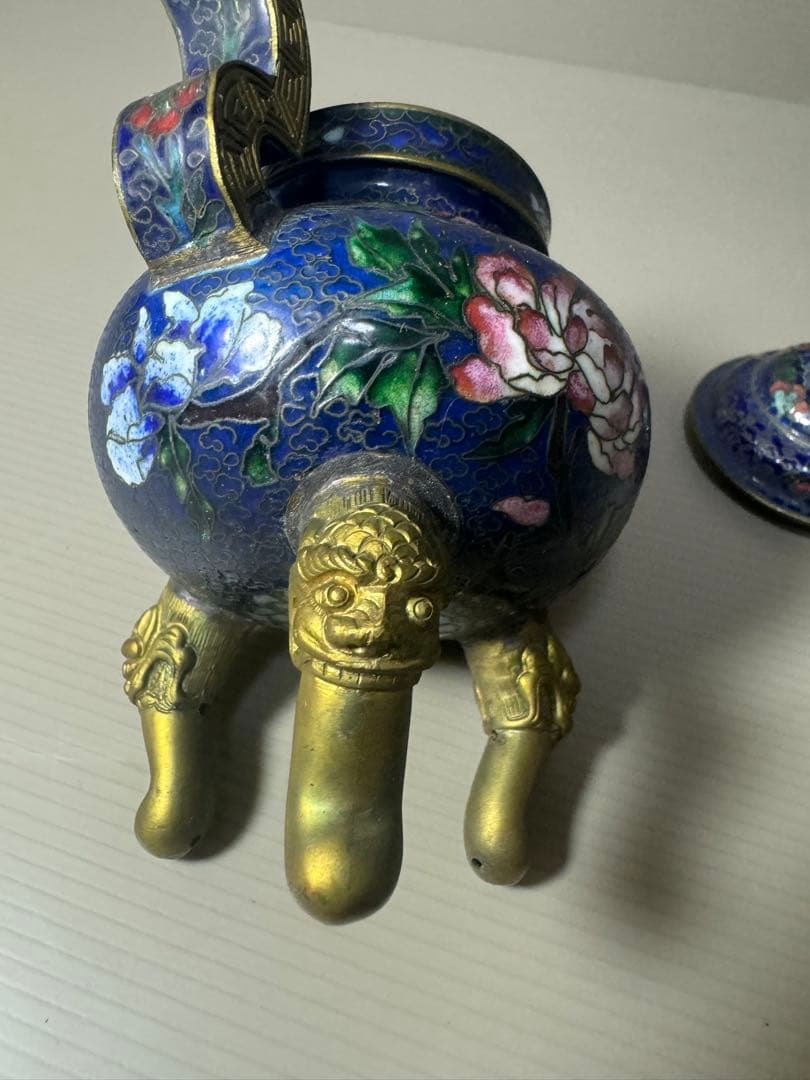 2096 七宝焼　景泰藍　香炉　時代物